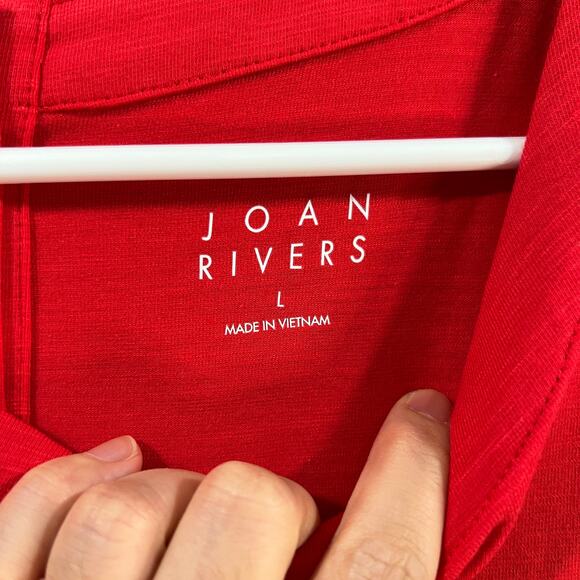 Joan Rivers Regular Cotton Blend Knit Midi Dress with Back Button Red Large - Picture 3 of 13